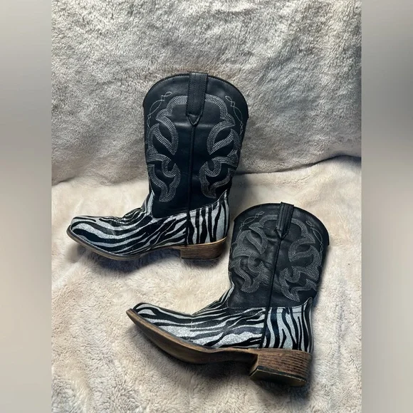 ROPER Girl's Riley Zebra Size 3 Western Boots - Picture 3 of 6
